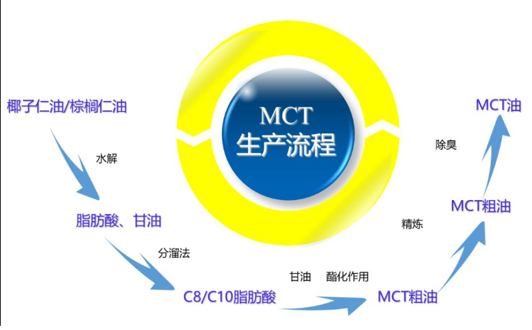 中链甘油三酯（MCT）生产流程